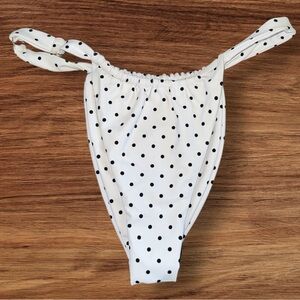 Skatie Bobbi Wide Band Bikini Bottom White Black Polka Dot CHICAGO Medium